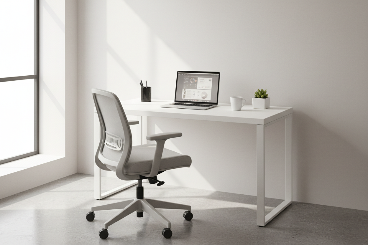 Modern Minimalist Study Desk with Storage