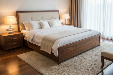 Luxury King Bed Frame with Upholstered Headboard